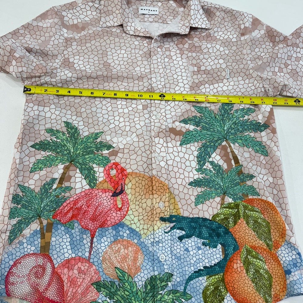 Mavrans Shirt Short Sleeve Button Print Flamingos Tropical Hawaii Mens Large - Picture 7 of 13